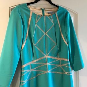 Nude Underlay Teal Business Dress